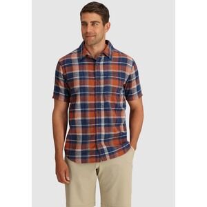 Outdoor Research Plaid Shirt‎ Short Sleeve Casual Button Up Blue Orange Mens Med